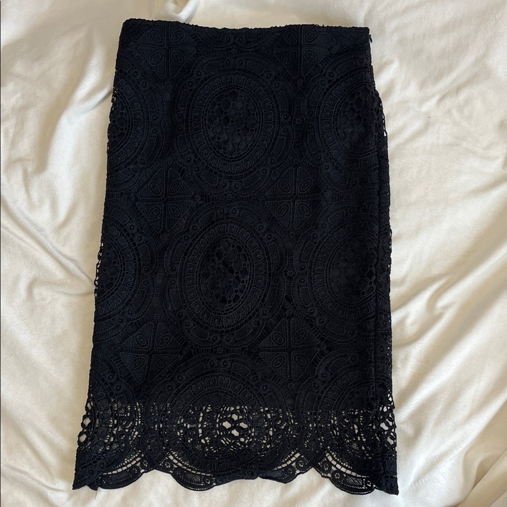 Whimsy Goth Lulu's Black Lace Pencil Midi Skirt size M
